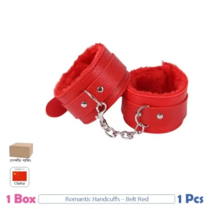 Romantic Red Leather Handcuff by Condokan