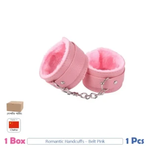 Romantic Leather Push Handcuff Pink