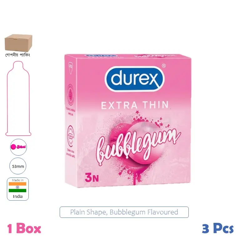 CSKU100224 Durex Extra Thin Bubblegum 1 Box (3 Pcs)