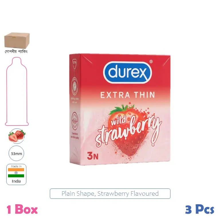 CSKU100226 Durex Extra Thin Wild Strawberry 1 Box (3 Pcs)