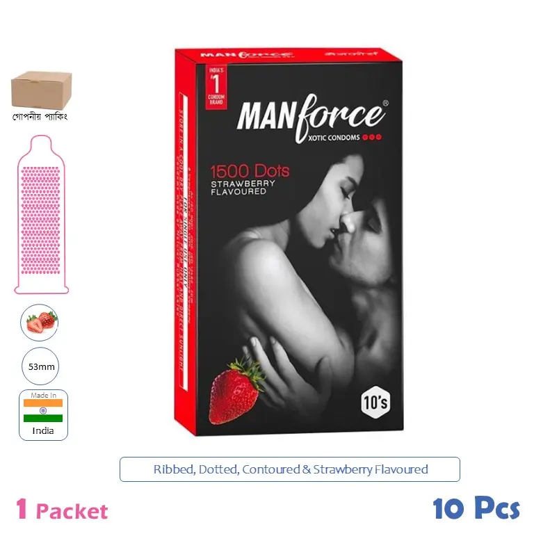 CSKU100278 Manforce 3 in 1 Strawberry Flavoured Condom 1 Packet (3 Pcs)