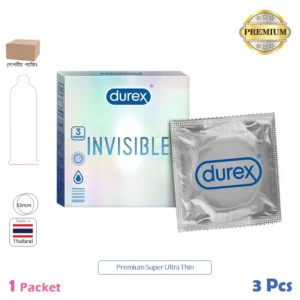 CSKU100279 Durex Invisible Super Premium Tranparent Super Ultra Thin 1 Packet (3 Pcs)