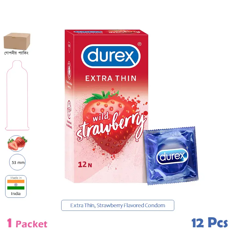 CSKU100367 Durex Extra Thin Strawberry Condom 1 Pack (10 Pcs) Indian