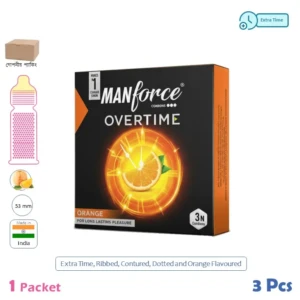 CSKU100415 Manforce Overtime Extra Time Orange Flavoured Condom 1 Pack (10 Pcs)