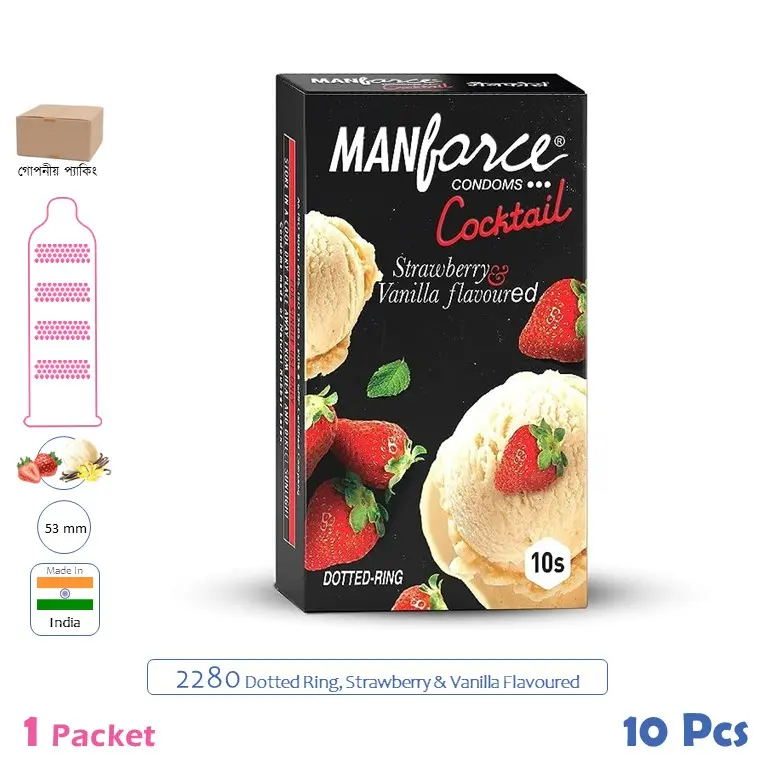 CSKU100505 Manforce Cocktail Strawberry & Vanilla 1 Pack (10 Pcs)