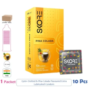 CSKU100594 SKORE 1500+ Dots Pina Colada Flavoured Condom 1 Pack (10 Pcs)