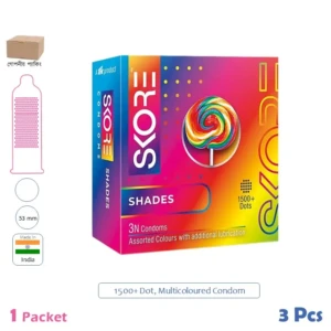 CSKU100729 SKORE 1500+ Dots Shades Condom 1 Pack (3 Pcs)