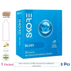 CSKU100756 SKORE Blues Plain Vanilla Flavoured Condom 1 Pack (3 Pcs)