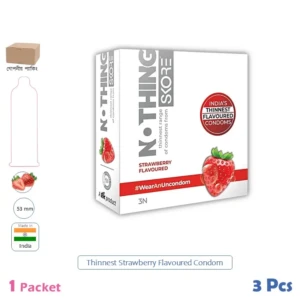 CSKU100760 SKORE Nothing Strawberry Flavoured Condom 1 Pack (3 Pcs)