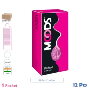CSKU100810 Moods Panache Ribbed Condom 1 Pack (12 Pcs)