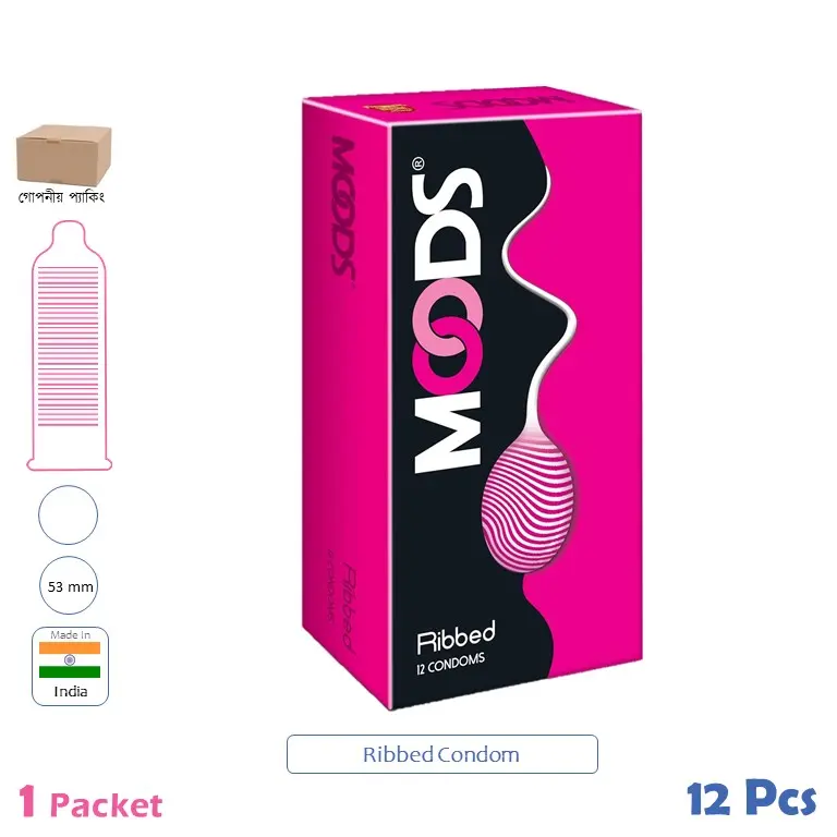 CSKU100810 Moods Panache Ribbed Condom 1 Pack (12 Pcs)