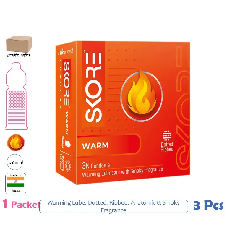 CSKU100818 SKORE 1500+ Dots WARM Dotted, Ribbed & Warming Lubricated Condom 1 Pack (3 Pcs)
