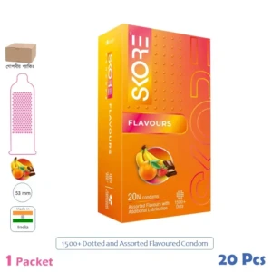 CSKU100839 SKORE 1500+ Dots FLAVOURS Assorted Flavoured Condom 1 Pack (20 Pcs)