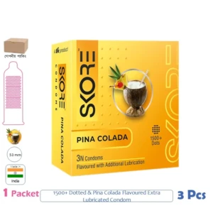 CSKU100880 SKORE 1500+ Dots Pina Colada Flavoured Condom 1 Pack (3 Pcs)