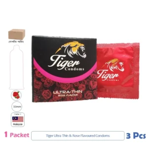 CSKU100212 Tiger Ultra Thin Rose Flavour 1 Packet (3 Pcs)