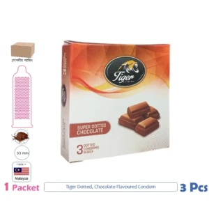 CSKU100346 Tiger Super Dotted Chocolate Flavoured Condom 1 Packet (3 Pcs)