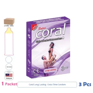 CSKU100442 Coral Purple Long Lasting Extra Time Condom 1 Pack (3 Pcs)