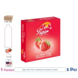 CSKU100473 Tiger Ultra Thin Strawberry Flavoured Condom 1 Pack (3 Pcs)
