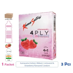 CSKU100499 Kamasutra 4PLY Strawberry 1 Pack (3 Pcs)