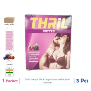 CSKU100549 Thril Mixed Fruit Flavour Dotted Condom 1 Pack (3 Pcs)