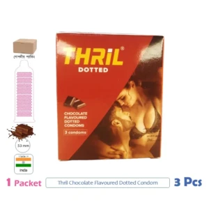CSKU100553 Thril Chocolate Flavour Dotted Condom 1 Pack (3 Pcs)