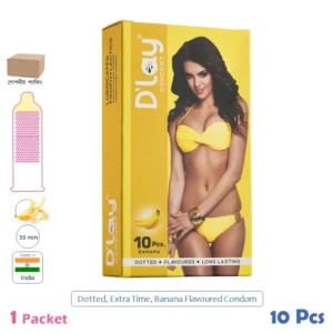 CSKU100600 D'lay Dotted Extra Time Banana Flavoured Condom 1 Pack (10 Pcs)