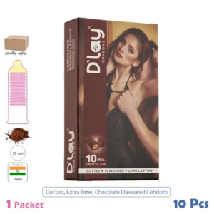 CSKU100603 D'lay Dotted Extra Time Chocolate Flavoured Condom 1 Pack (10 Pcs)
