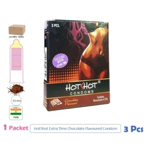 CSKU100699 HotShot 1600 Dots Extra Time Chocolate Flavoured Condom 1 Pack (3 Pcs)