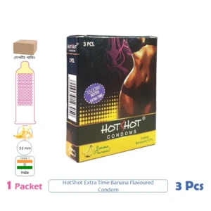 CSKU100702 HotShot 1600 Dots Extra Time Banana Flavoured Condom 1 Pack (3 Pcs)