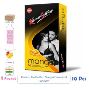 CSKU100713 Kamasutra Dotted Mango Flavoured Condom 1 Pack (10 Pcs)