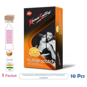 CSKU100717 Kamasutra Dotted Butterscotch Flavoured Condom 1 Pack (10 Pcs)