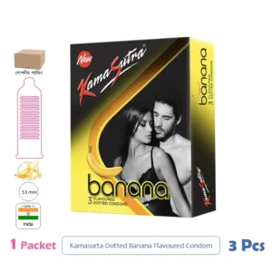 CSKU100723 Kamasutra Dotted Banana Flavoured Condom 1 Pack (3 Pcs)