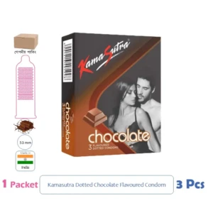 CSKU100781 Kamasutra Dotted Chocolate Flavoured Condom 1 Pack (3 Pcs) Godrej