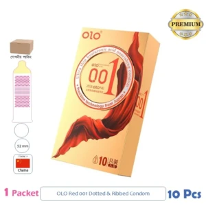 CSKU100889 OLO Red Thin 001 Gold Condom 1 Pack (10 Pcs)