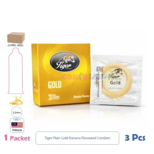 CSKU100973 Tiger Gold Banana Flavoured Condom 1 Pack (3 Pcs)