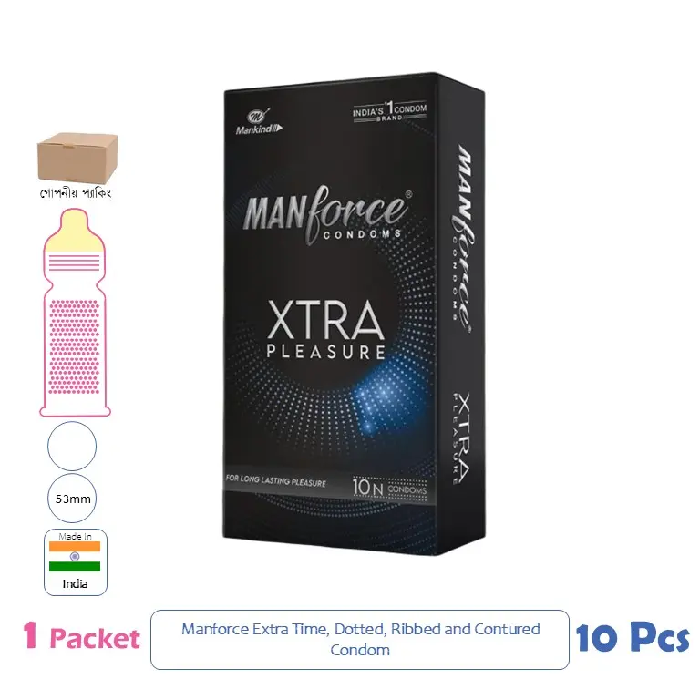 CSKU100981 Manforce XTRA Pleasure Dotted Extra Time Condom 1 Pack (10 Pcs)