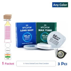 CSKU100982 X-Force Dotted Butterpack Delay Extra Time Condom 1 Pack (3 Pcs) Multicolor
