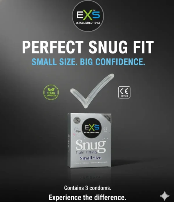 Mini Condoms EXS Snug Tight Fitting Small Size Condom 1 Pack (3 Pcs) – Condokan