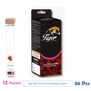 CSKU100212 Tiger Ultra Thin Rose Flavour 1 Packet (3 Pcs)