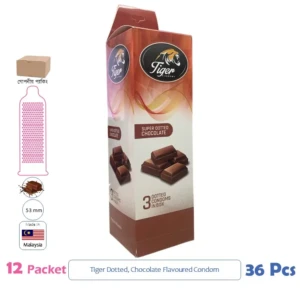 CSKU100346 Tiger Super Dotted Chocolate Flavoured Condom 1 Packet (3 Pcs)