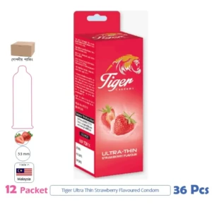CSKU100473 Tiger Ultra Thin Strawberry Flavoured Condom 1 Pack (3 Pcs)