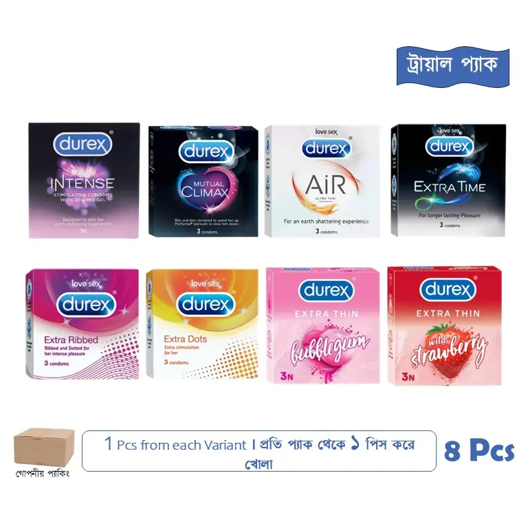 CSKU100823 Durex Condoms Variety Trial Pack 8 Pcs