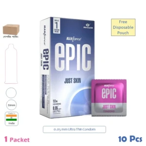 CSKU100985 Manforce EPIC Just Skin 0.05mm Ultra Thin Condom 1 Pack (10 Pcs)