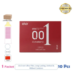 OLO 001 Hyaluronic Acid Long Lasting Red Condom 1 Pack (10 Pcs)
